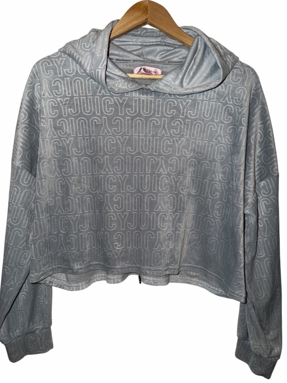 Juicy Couture Cropped Hoodie Women’s XL Y2K Inspired McBling Loungewear Gray